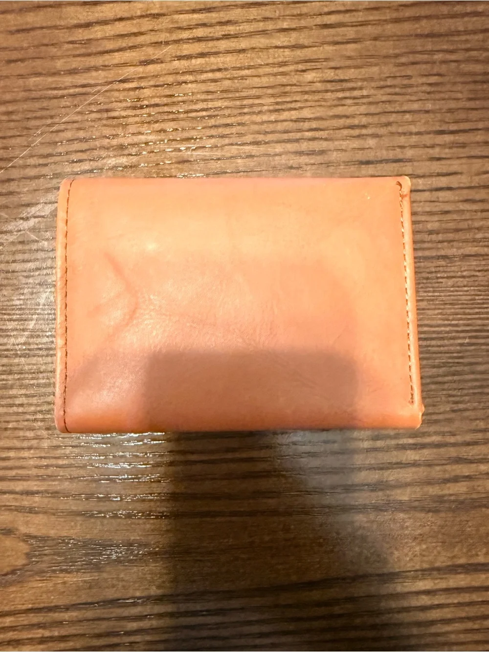 OREGON Embossed Leather Tri-Fold Wallet — Peach